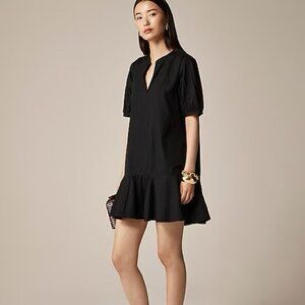 J. Crew Delilah Black Cotton Poplin Mini Dress Sz Medium Petite MP